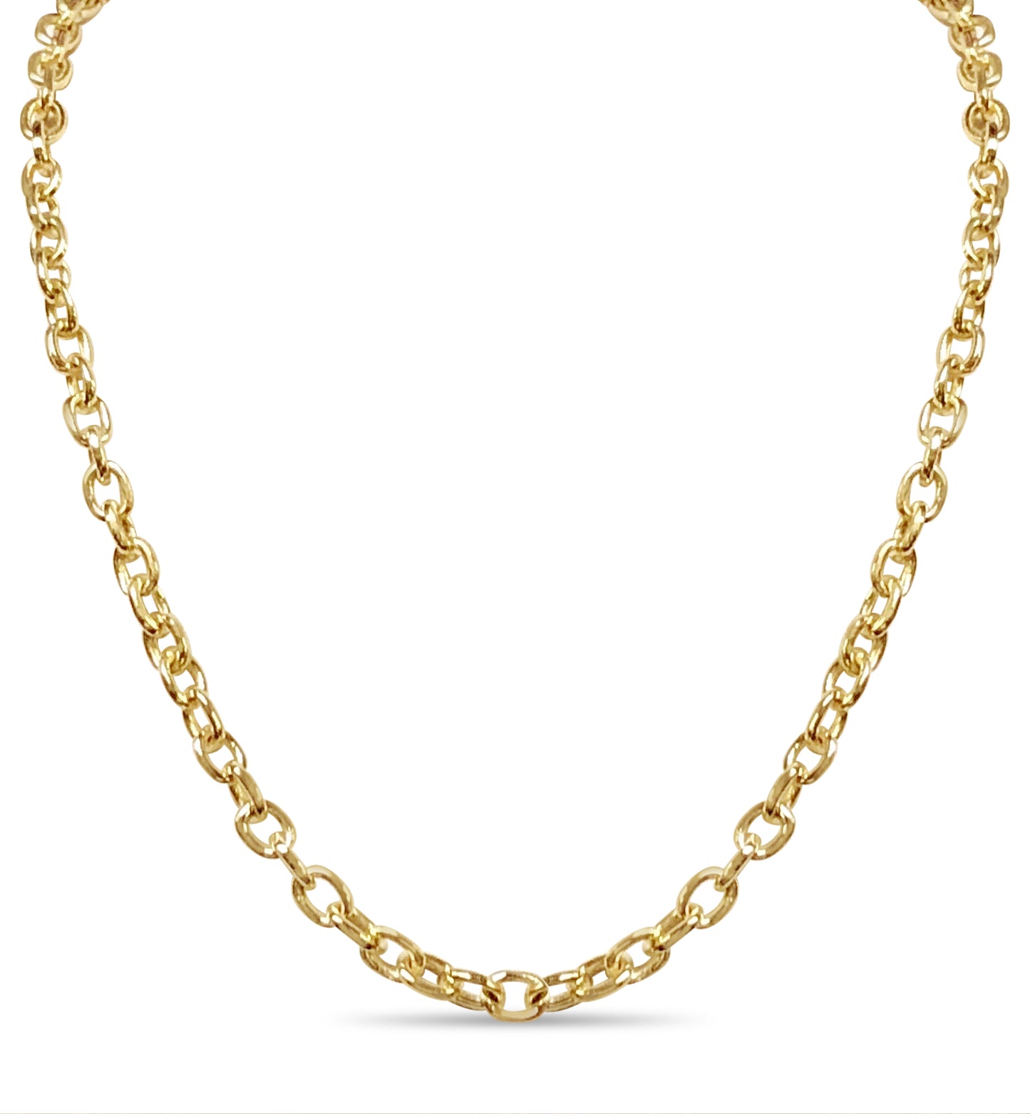 Handmade Solid Gold Fancy Rolo Necklace , 6mm