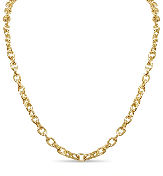 Handmade Solid Gold Fancy Rolo Necklace , 6mm