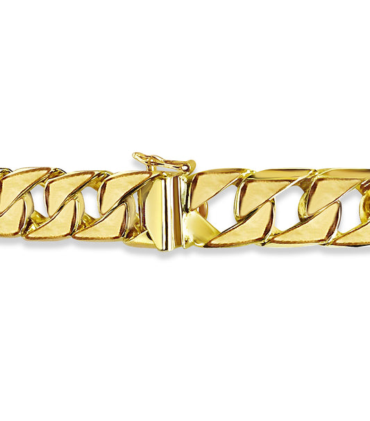Handmade Solid Gold Curb Necklace , 14mm