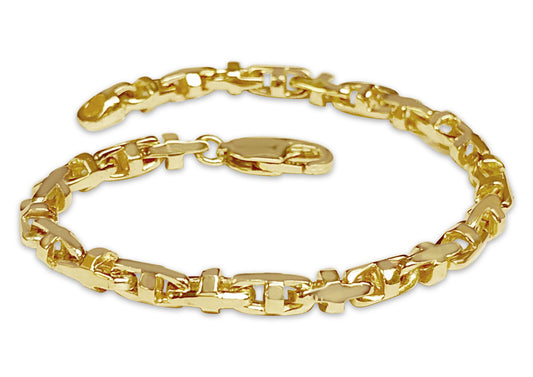Handmade Solid Gold Anchor Mariner Bracelet , 4mm