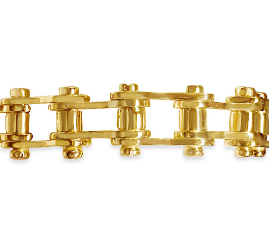 Handmade Solid Gold Motorcycle/Bike Chain Bracelet , 14mm
