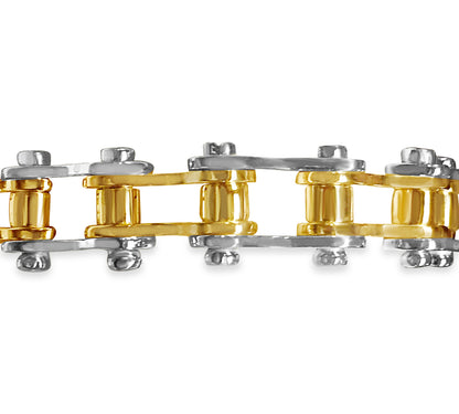 Handmade Solid Gold Motorcycle/Bike Chain Bracelet , 14mm