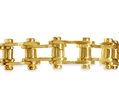 Handmade Solid Gold Motorcycle/Bike Chain Bracelet , 14mm
