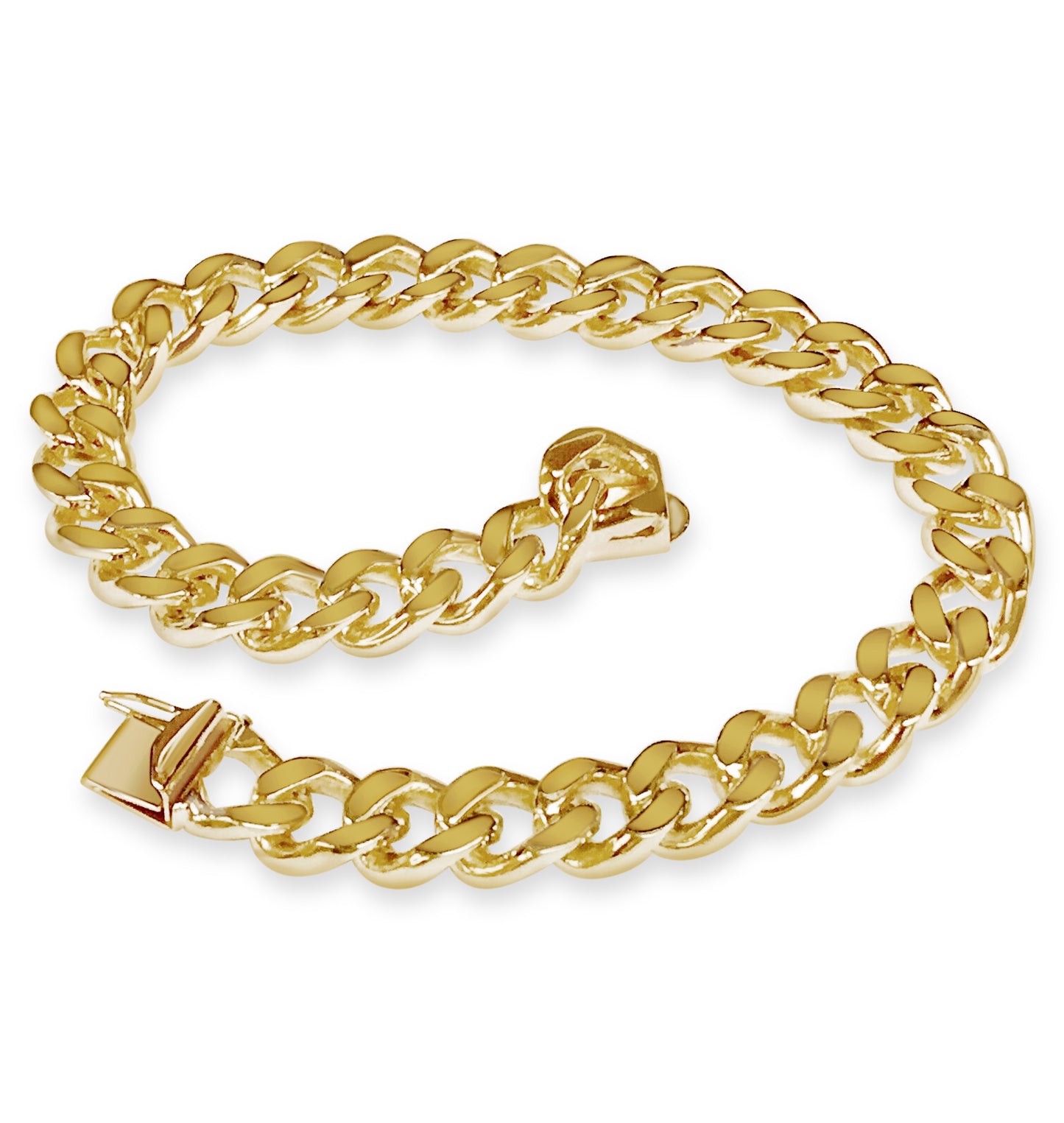 Handmade Solid Gold Curb Bracelet , 8mm