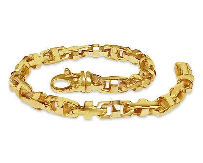 Handmade Solid Gold Anchor Mariner Bracelet , 7mm