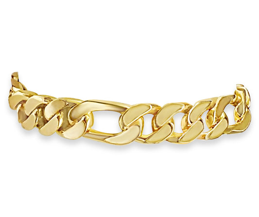 Handmade Solid Gold Figaro Bracelet , 7mm
