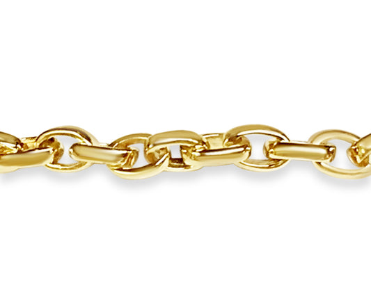 Handmade Solid Gold Oval Rolo Necklace , 6mm