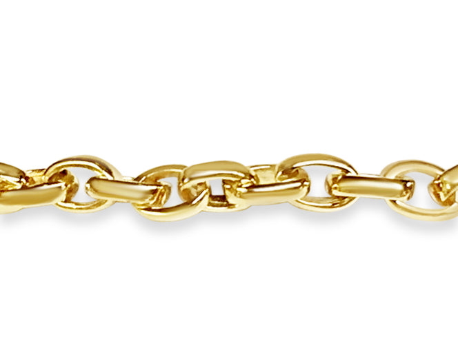 Handmade Solid Gold Oval Rolo Bracelet , 6mm