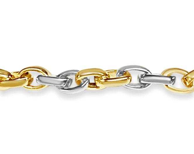 Handmade Solid Gold Oval Rolo Bracelet , 6mm