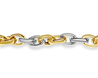 Handmade Solid Gold Oval Rolo Bracelet , 6mm