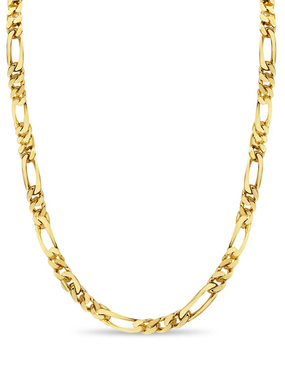 Handmade Solid Gold Figaro Necklace , 7mm