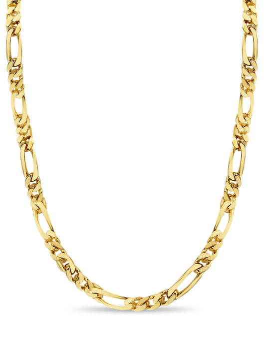 Handmade Solid Gold Figaro Necklace , 7mm