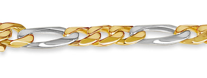Handmade Solid Gold Figaro Bracelet , 9mm
