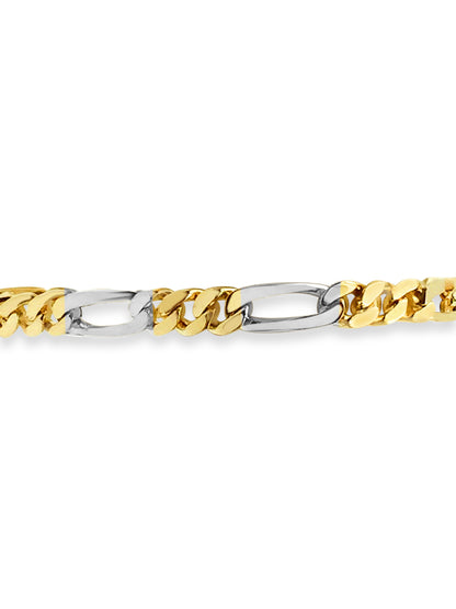 Handmade Solid Gold Figaro Bracelet , 7mm