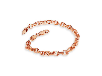 Handmade Solid Gold Oval Rolo Bracelet , 6mm