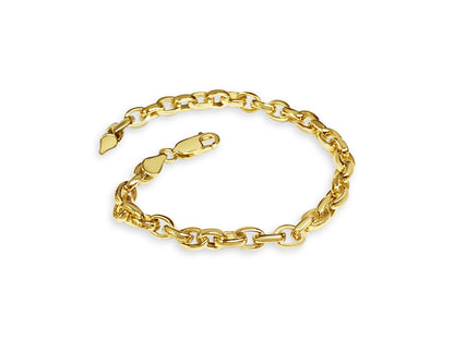 Handmade Solid Gold Oval Rolo Bracelet , 6mm