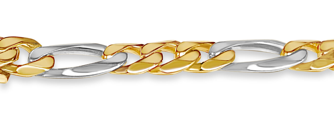 Handmade Solid Gold Figaro Bracelet , 9mm