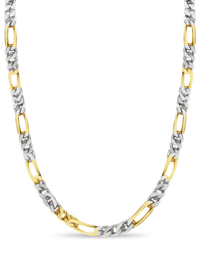 Handmade Solid Gold Figaro Necklace , 7mm