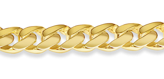 Handmade Solid Gold Curb Bracelet , 11mm