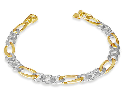 Handmade Solid Gold Figaro Bracelet , 9mm