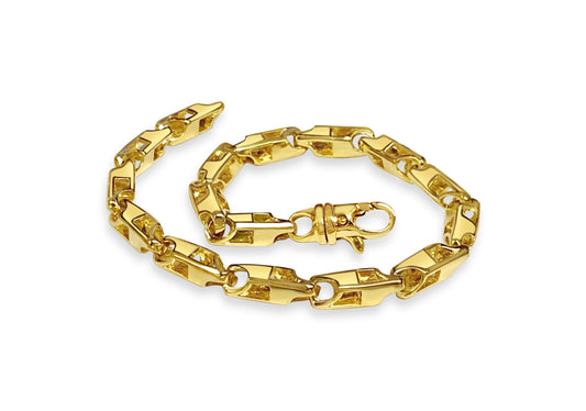Handmade Solid Gold Rectangle Tube Bracelet , 6mm