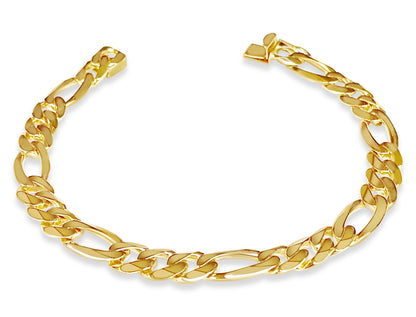 Handmade Solid Gold Figaro Bracelet , 9mm
