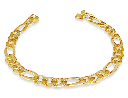 Handmade Solid Gold Figaro Bracelet , 9mm