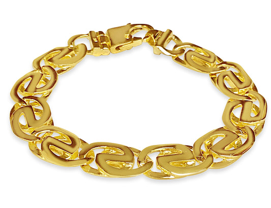 Handmade Solid Gold Tiger Eye Bracelet , 13mm