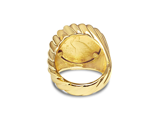 Handmade Solid Gold Fancy Coin Ring , Indian Head Coin ,