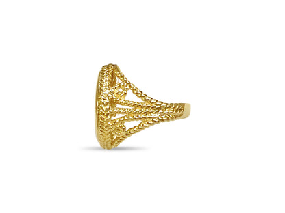 Handmade Solid Gold Fancy Coin Ring , 1/10oz Coin ,
