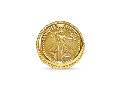 Handmade Solid Gold Fancy Coin Ring , 1/10oz Coin ,