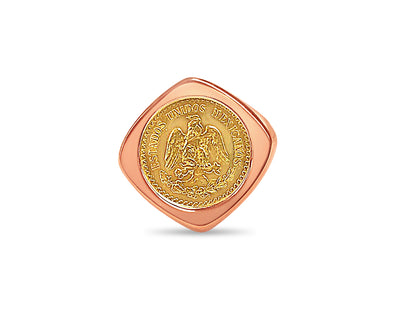 Handmade Solid Gold Fancy Coin Ring , 2.5 Pesos Coin ,