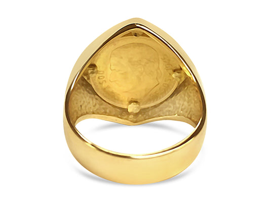 Handmade Solid Gold Fancy Coin Ring , 2.5 Pesos Coin ,