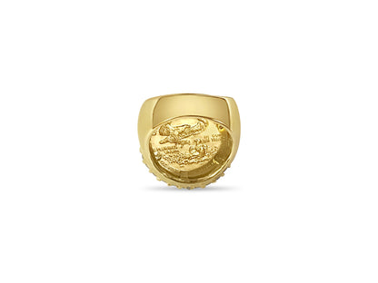 Handmade Solid Gold Diamond Fancy Coin Ring , 1/4oz Coin ,