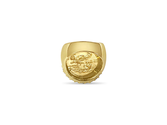 Handmade Solid Gold Diamond Fancy Coin Ring , 1/4oz Coin ,