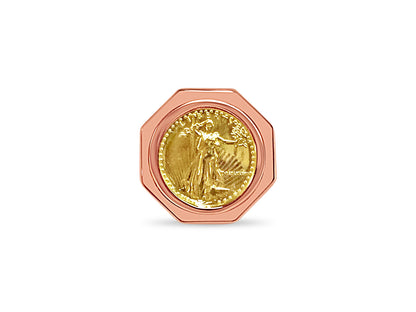 Handmade Solid Gold Fancy Coin Ring , 1/10oz Coin ,
