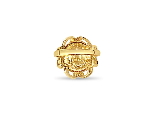 Handmade Solid Gold Fancy Ladies Coin Ring , Dos Pesos Coin ,