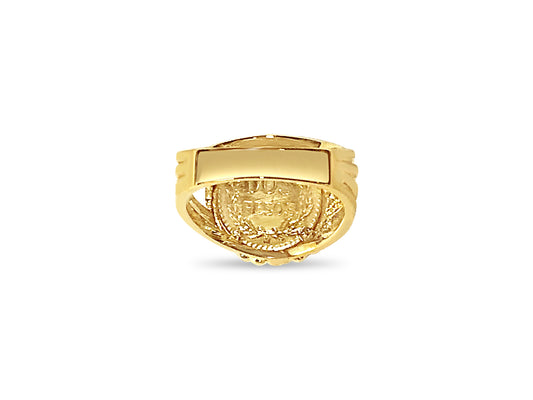 Handmade Solid Gold Fancy Coin Ring , Dos Pesos Coin ,
