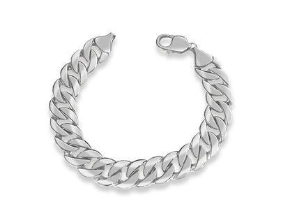Handmade Solid Gold Curb Bracelet , 14mm