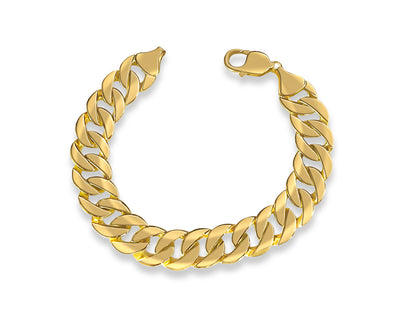 Handmade Solid Gold Curb Bracelet , 14mm