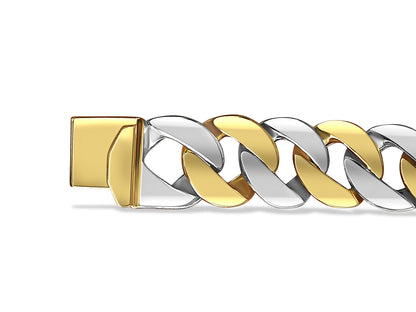 Handmade Solid Gold Curb Bracelet , 14mm