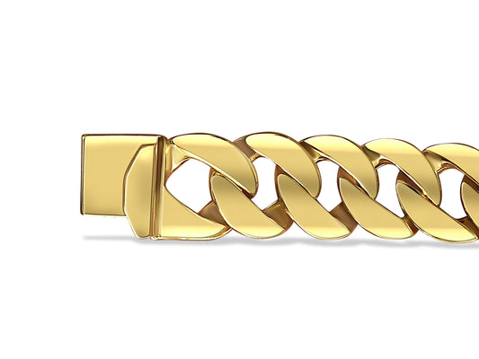 Handmade Solid Gold Curb Bracelet , 14mm