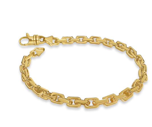 Handmade Solid Gold Fancy Rolo Bracelet , 7mm