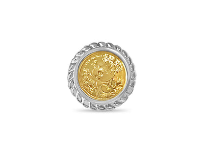 Handmade Solid Gold Fancy Coin Ring , Chinese Panda Bear Coin ,