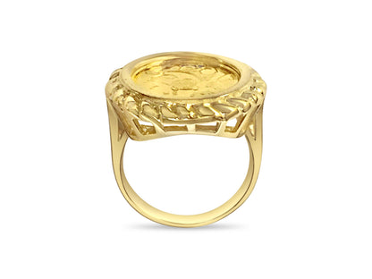Handmade Solid Gold Fancy Coin Ring , Chinese Panda Bear Coin ,