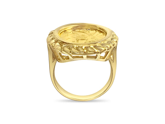 Handmade Solid Gold Fancy Coin Ring , Chinese Panda Bear Coin ,