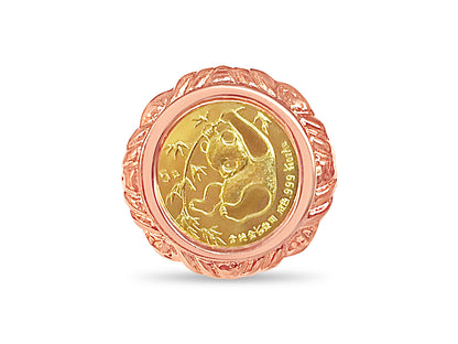 Handmade Solid Gold Fancy Coin Ring , Chinese Panda Bear Coin ,