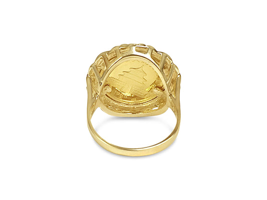 Handmade Solid Gold Fancy Coin Ring , Chinese Panda Bear Coin ,