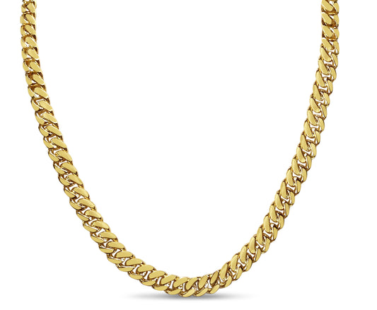 Handmade Solid Gold Miami Cuban Necklace , 7mm