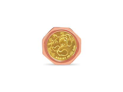 Handmade Solid Gold Fancy Coin Ring , Chinese Panda Bear Coin ,